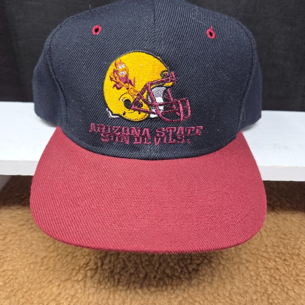 VTG Arizona State Sun Devils Hat Headmaster Snapback Black Red 90s ASU Cap